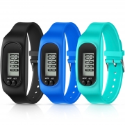 Silicone Fitness Tracker Watch 3 Pcs Walking Running Pedometer Calorie Burning and Step Counting Bracelet Steps Pedometer Watch for Walking Men Women Kids (Mint Green, Sky Blue, Black)